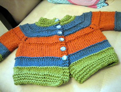 Top Down Seamless Raglan Sweater Knitting Pattern For Babies